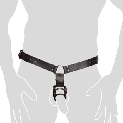 Lederstring mit Penisringen und Analdildo (L/XL) Lederstring mit Penisringen und Analdildo (L/XL)