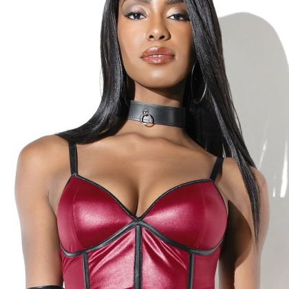 Coquette: Wetlook-Top, merlot/schwarz (S) Coquette: Wetlook-Top, merlot/schwarz (S)