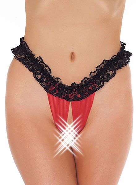 Ouvert-Slip, rot/schwarz (One Size)