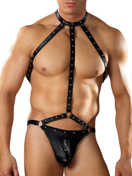 Male Power Fetish: Gladiator Stringbody, schwarz (L/XL)