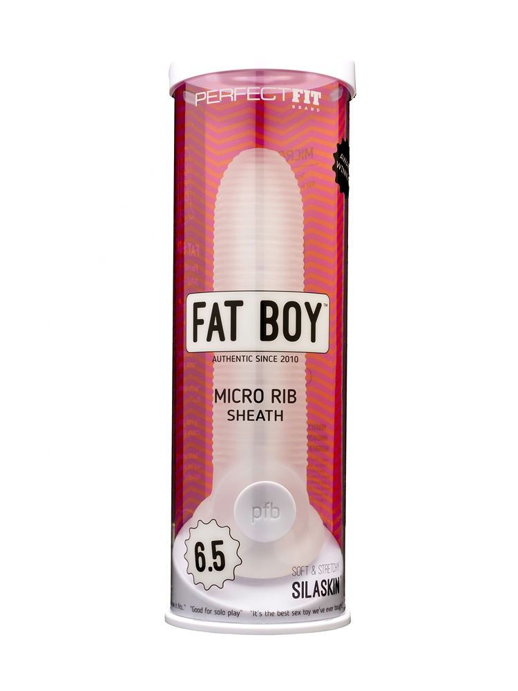Perfect Fit Fat Boy Micro Rib Sheath 6.5: Penishülle, transparent