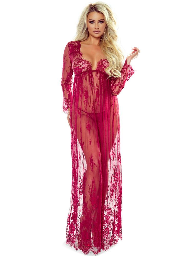 Provocative So Elegant: Spitzen-Negligé, weinrot (L/XL)