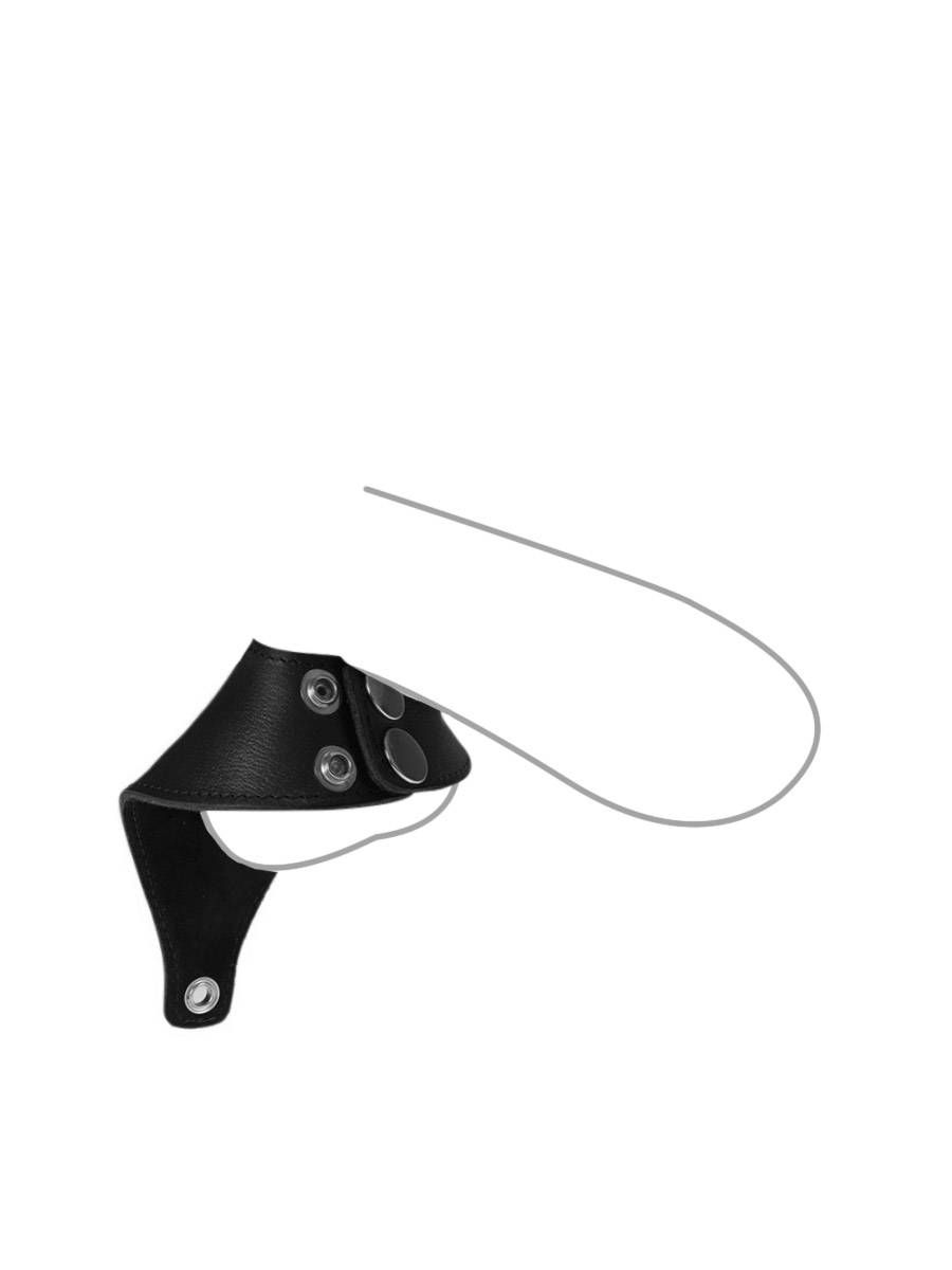 Leder-Hodenmanschette mit Druckknöpfen, schwarz