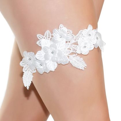 Coquette Strumpfband: Bouquet of Flowers, weiß (One Size) Coquette Strumpfband: Bouquet of Flowers, weiß (One Size)