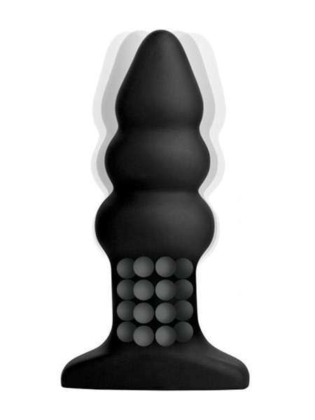 Rippled Rimming Plug Model I: Vibroplug, schwarz