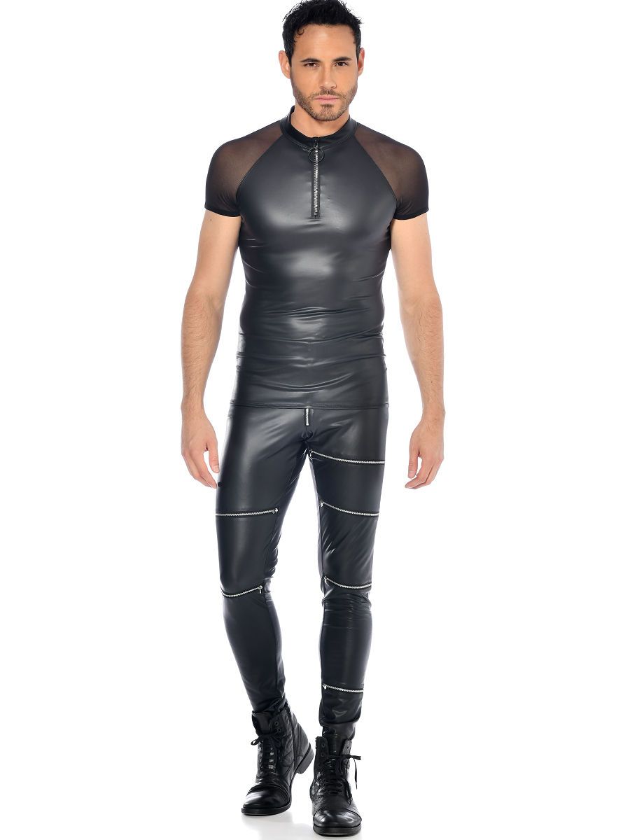 Patrice Catanzaro Khal: Wetlook-Netz-Shirt, schwarz (S)
