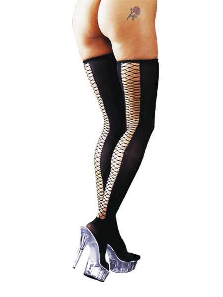 Halterlose Strümpfe: Cross, schwarz (S/M)