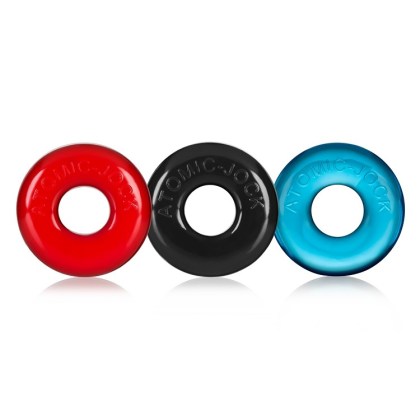 Ringer Cock Ring: Penisringe-Set, schwarz/rot/blau Ringer Cock Ring: Penisringe-Set, schwarz/rot/blau