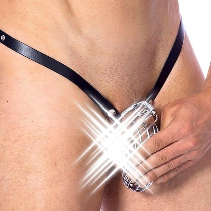 Leder-Keuschheitsgürtel mit abschließbarem Peniskäfig (One Size) Leder-Keuschheitsgürtel mit abschließbarem Peniskäfig (One Size)