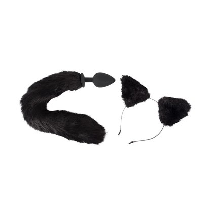 Bad Kitty Pet Play Plug & Ears: Analplug und Plüschohren, schwarz Bad Kitty Pet Play Plug & Ears: Analplug und Plüschohren, schwarz
