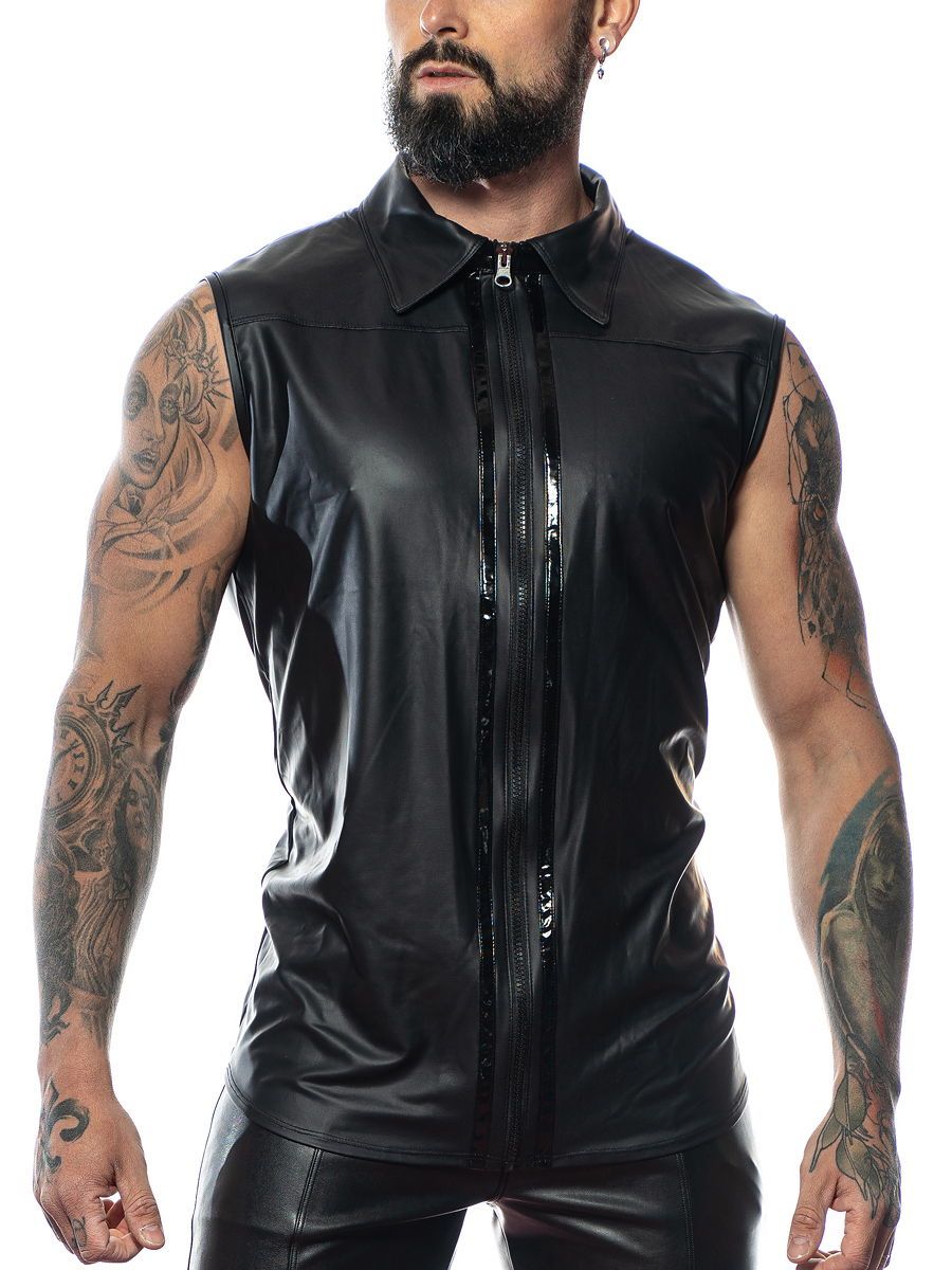 Patrice Catanzaro Chuck: Wetlook-Weste, schwarz (M)