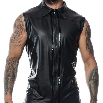 Patrice Catanzaro Chuck: Wetlook-Weste, schwarz (3XL) Patrice Catanzaro Chuck: Wetlook-Weste, schwarz (3XL)