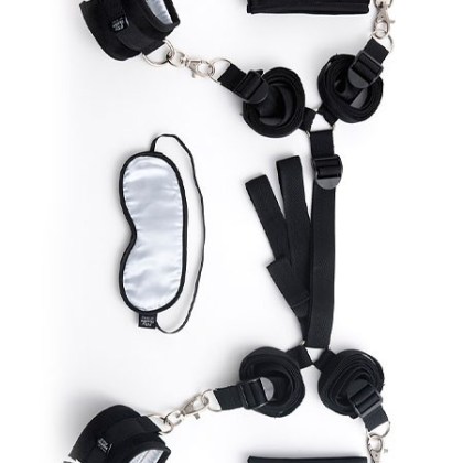 Fifty Shades of Grey: Hard Limits Bettfessel-Set, schwarz/silber Fifty Shades of Grey: Hard Limits Bettfessel-Set, schwarz/silber