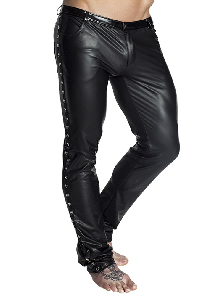 Noir Handmade: Wetlook-Hose, schwarz (M)