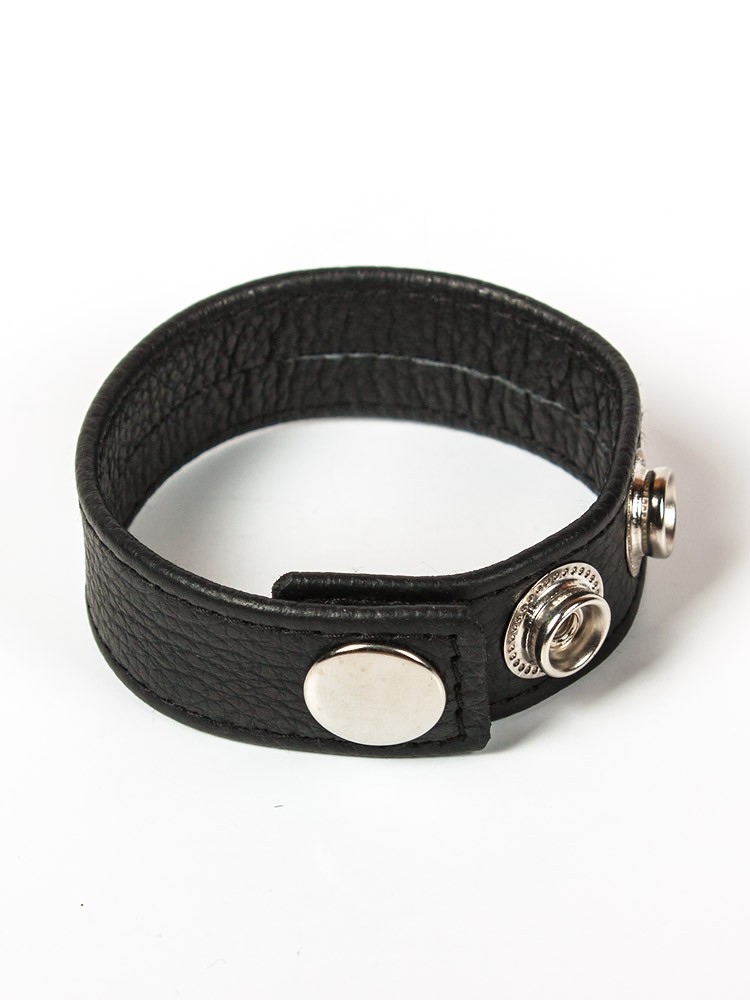 Black Label 3 Snap Leather Cock Ring: Penis- und Hodenriemen, schwarz
