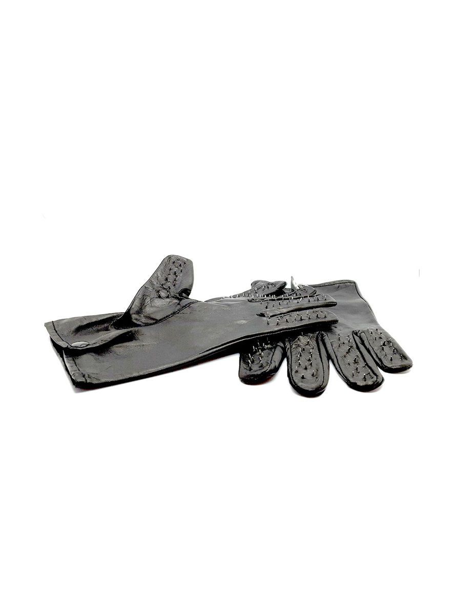 Black Label Vampire Gloves: Leder-Dornen-Handschuhe, schwarz