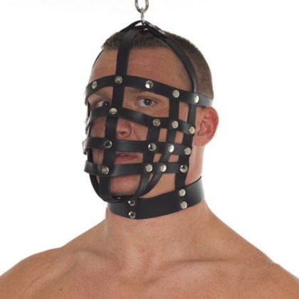 Leder-Maulkorbmaske mit Ring, schwarz Leder-Maulkorbmaske mit Ring, schwarz
