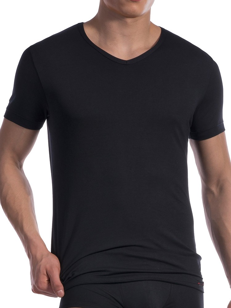 Olaf Benz RED1601: V-Neck-Shirt, schwarz (L)
