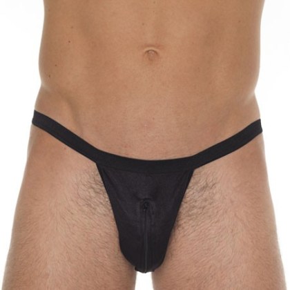 String mit Reißverschluss, schwarz (One Size) String mit Reißverschluss, schwarz (One Size)