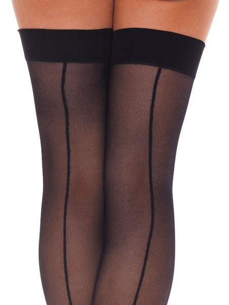 Naht-Strapsstrümpfe, schwarz (One Size)