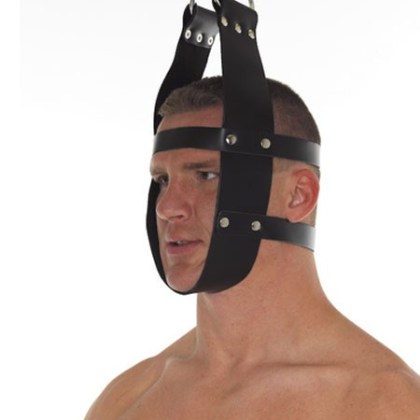 Leder-Hängemaske mit Ringen, schwarz Leder-Hängemaske mit Ringen, schwarz