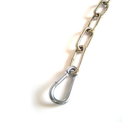 Edelstahlkette geschweißt mit Karabinerhaken (100cm) Edelstahlkette geschweißt mit Karabinerhaken (100cm)
