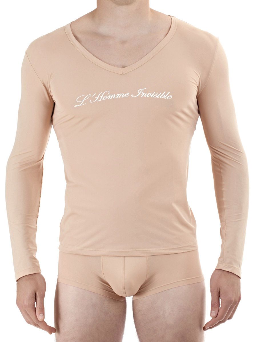 L%27Homme Sensitive: Longshirt V-Neck, nude (S)