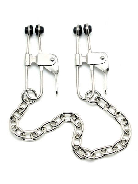 Nippelklemmen mit Kette, silber