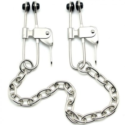 Nippelklemmen mit Kette, silber Nippelklemmen mit Kette, silber
