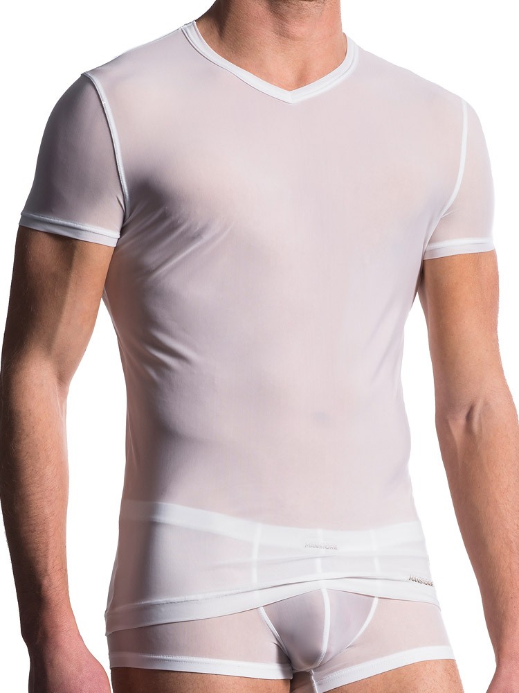 MANSTORE M101: V-Neck-Shirt, weiß (M)