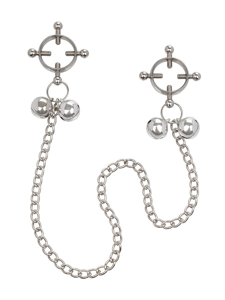 4-Point Nipple Press with Bells: Nippelklemmen, silber
