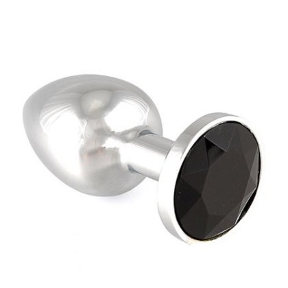 Edelstahl-Buttplug mit schwarzem Kristall (75g) Edelstahl-Buttplug mit schwarzem Kristall (75g)
