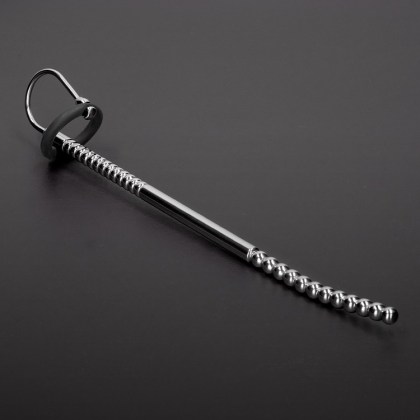 Triune Multi Beads Urethral Sounding: Edelstahl-Dilator mit Silikon-Eichelring Triune Multi Beads Urethral Sounding: Edelstahl-Dilator mit Silikon-Eichelring