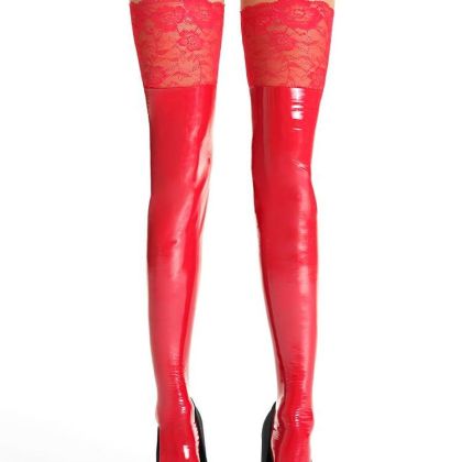 7-Heaven Halterlose Lack-Strümpfe: S548, rot (L/XL) 7-Heaven Halterlose Lack-Strümpfe: S548, rot (L/XL)