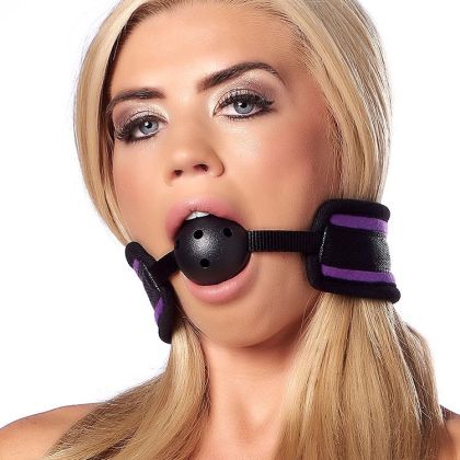 Softbondage Ballknebel, lila/schwarz Softbondage Ballknebel, lila/schwarz