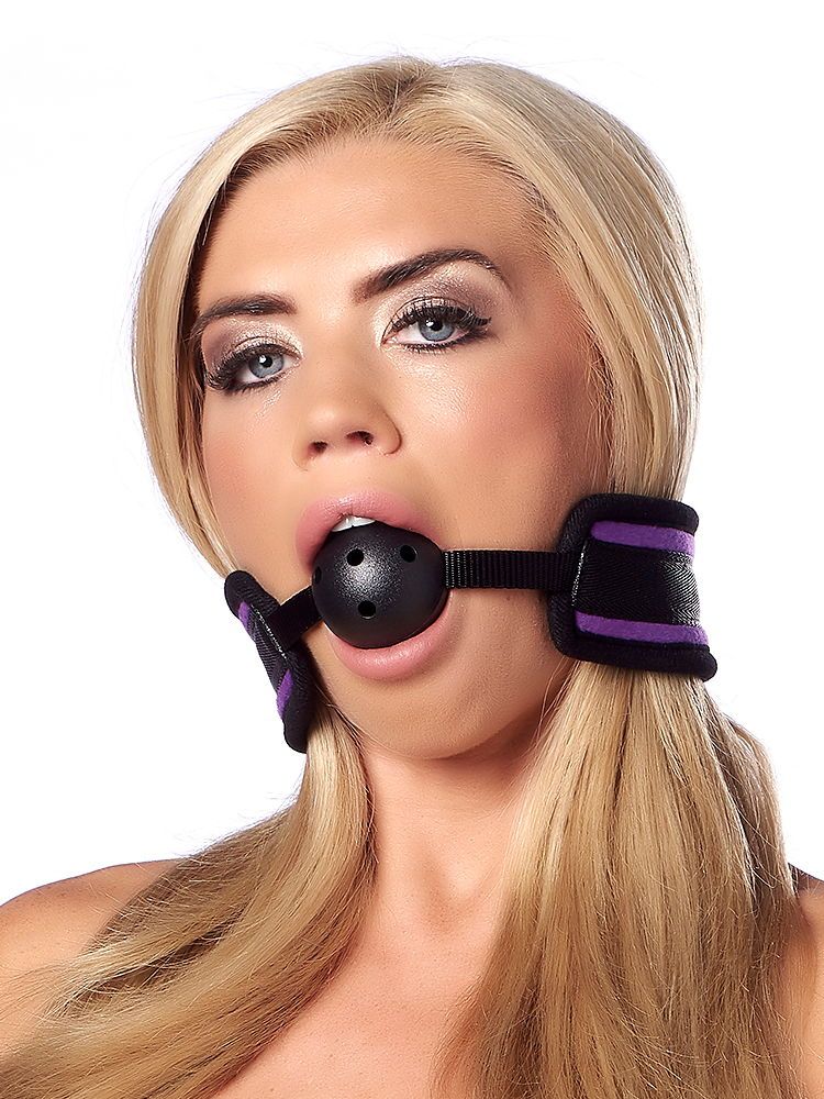 Softbondage Ballknebel, lila/schwarz