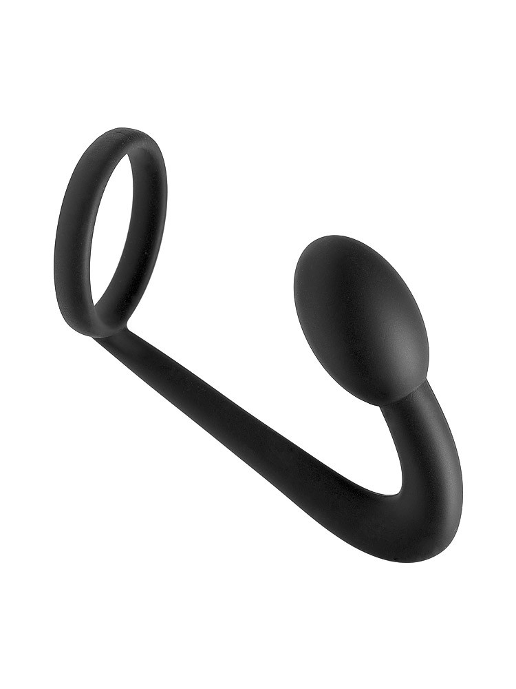 Master Series Explorer: Penis- und Hodenring mit Analplug, schwarz