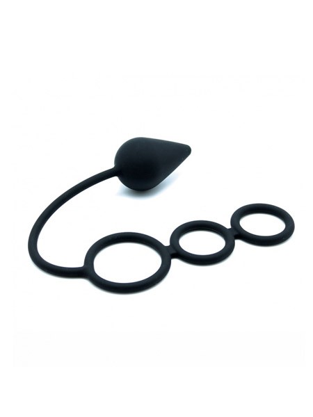 Silikon-Penisring mit Analplug, schwarz (40mm)