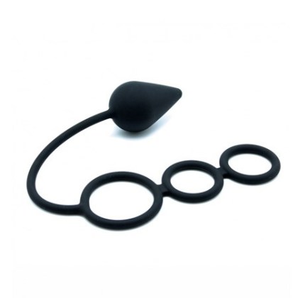 Silikon-Penisring mit Analplug, schwarz (45mm) Silikon-Penisring mit Analplug, schwarz (45mm)