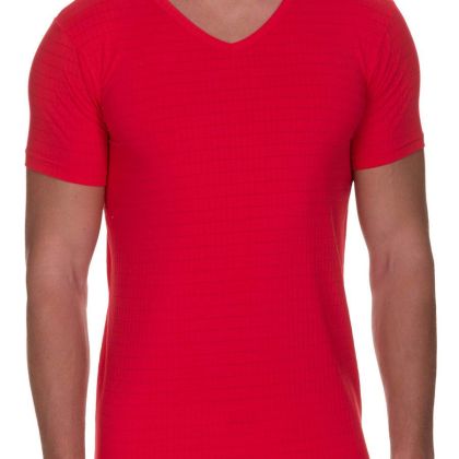 Bruno Banani Check Line 2.0: V-Neck-Shirt, rot (L) Bruno Banani Check Line 2.0: V-Neck-Shirt, rot (L)