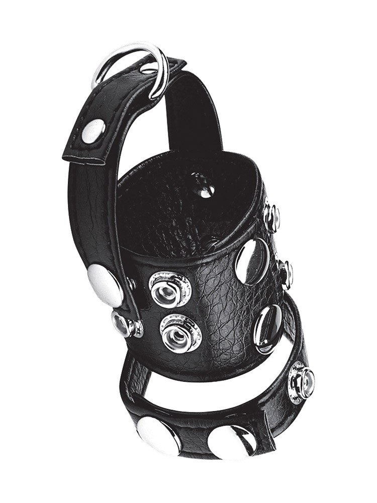 Blue Line 1,5%27%27 Cock Ring/Ball Stretcher: Kunstleder-Penisriemen mit Hodenstr...