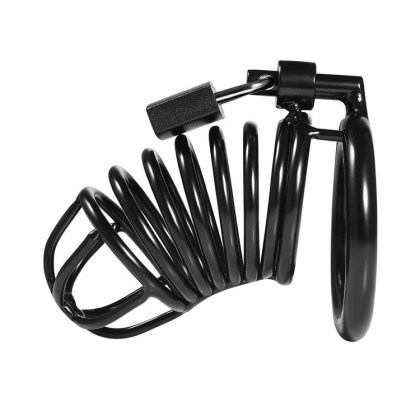 Black Label Stainless Steel Black Spiral Chastity Cage: Edelstahl-Keuschheits... Black Label Stainless Steel Black Spiral Chastity Cage: Edelstahl-Keuschheits...