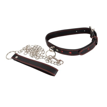 Bad Kitty Halsfessel mit Leine, schwarz/rot Bad Kitty Halsfessel mit Leine, schwarz/rot