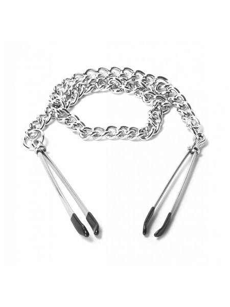 Master Series Reign Tweezer Style Nipple Vice: Nippelklemmen mit Kette, silber