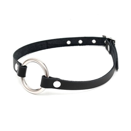 Leder-Knebel mit Metallring, schwarz Leder-Knebel mit Metallring, schwarz