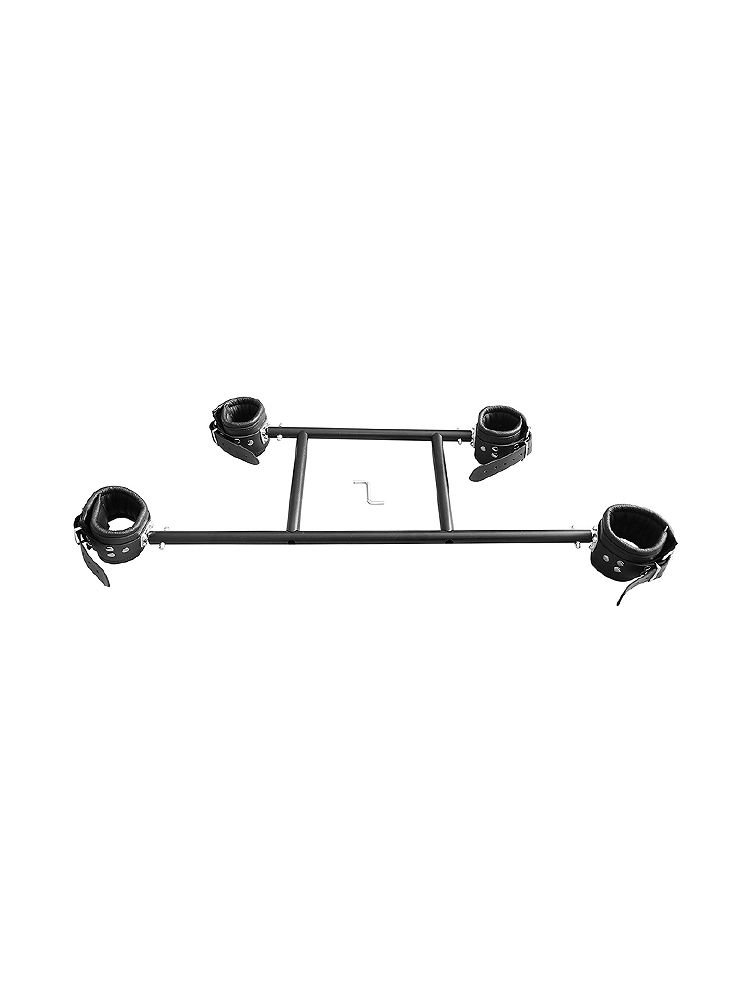 Black Label Stainless Steel Deluxe Pranger: Pranger mit Lederfesseln, schwarz