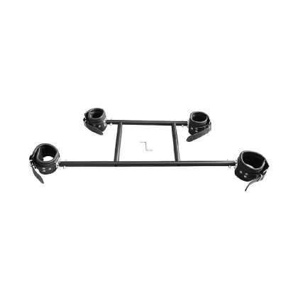 Black Label Stainless Steel Deluxe Pranger: Pranger mit Lederfesseln, schwarz Black Label Stainless Steel Deluxe Pranger: Pranger mit Lederfesseln, schwarz