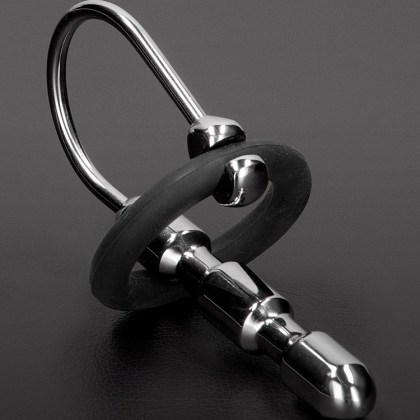 Triune Bumpy Urethral Stretcher: Edelstahl-Penisplug mit Silikon-Eichelring Triune Bumpy Urethral Stretcher: Edelstahl-Penisplug mit Silikon-Eichelring