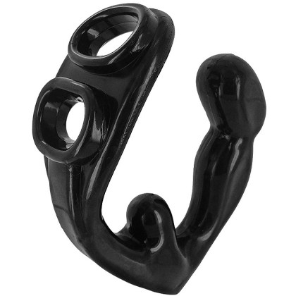 Master Series Rogue: Penis- und Hodenring mit Analplug, schwarz Master Series Rogue: Penis- und Hodenring mit Analplug, schwarz