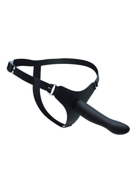 Silikon-Strap-On mit glattem Dildo (16cm), schwarz